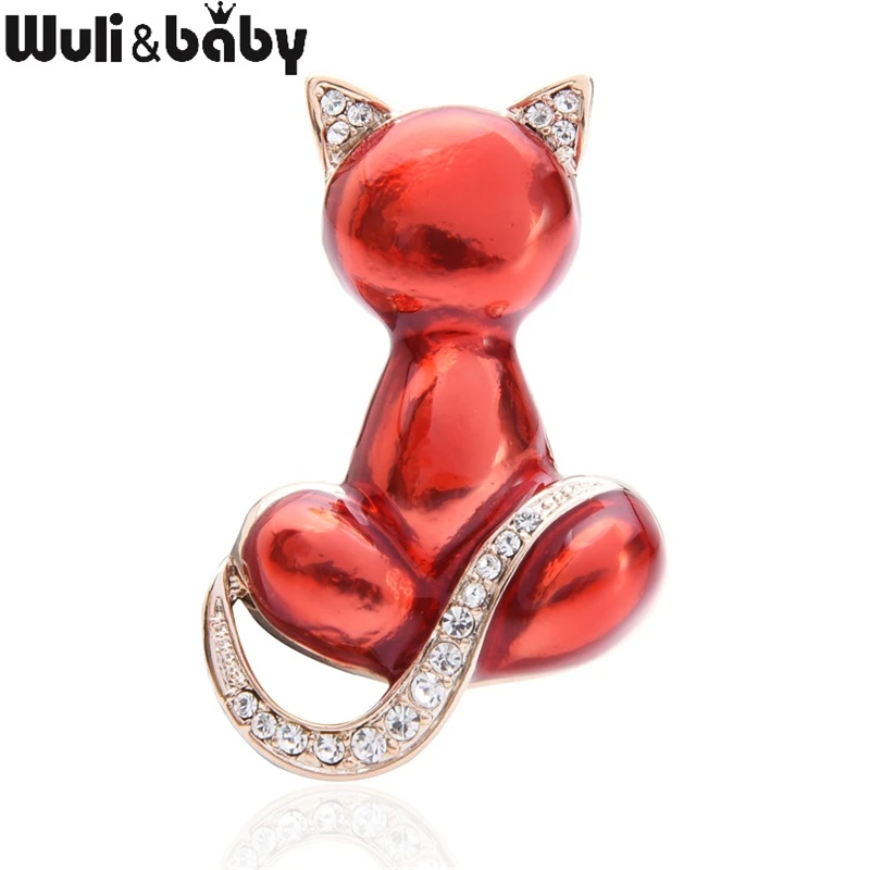 Wuli&baby Czech Rhinestone Red Enamel Cat Brooches Women Alloy Animal Brooch Pins Gifts 
Wuli&baby Czech Rhinestone Red Enamel Cat Brooches Women Alloy Animal Brooch Pins Gifts