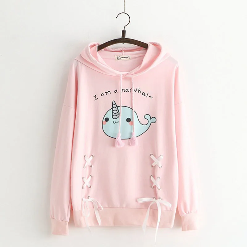 Hooded Sweatshirt 2018 Spring Autumn Long Sleeve Hoodies Cute Whale Printed Girls Lace Up Sweatshirt Bow Pullovers Female Kawaii
Hooded Sweatshirt 2018 Spring Autumn Long Sleeve Hoodies Cute Whale Printed Girls Lace Up Sweatshirt Bow Pullovers Female Kawaii