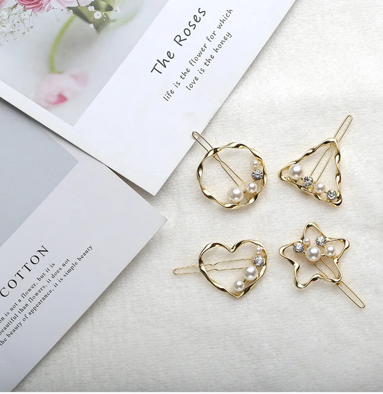 4Pcs/Set Geometric Pentagram Handmade Beautiful Lady Word Folder Pearl Hairpin with Diamond Korean Version Simple Girls Clips
4Pcs/Set Geometric Pentagram Handmade Beautiful Lady Word Folder Pearl Hairpin with Diamond Korean Version Simple Girls Clips