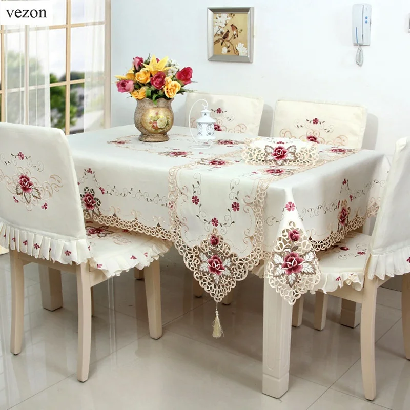 vezon Hot Embroidered Table Cloths Elegant Polyester Satin Floral Embroidery Tablecloth Rose Table Cloth Cover Overlays Home
vezon Hot Embroidered Table Cloths Elegant Polyester Satin Floral Embroidery Tablecloth Rose Table Cloth Cover Overlays Home