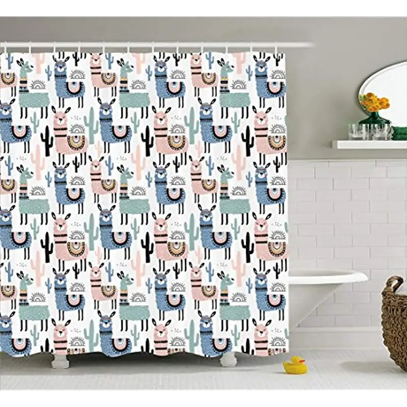 Vixm Llama Shower Curtain Children Cartoon Style Hand Drawn South American Animals Alpacas and Llamas Fabric Bath Curtains
Vixm Llama Shower Curtain Children Cartoon Style Hand Drawn South American Animals Alpacas and Llamas Fabric Bath Curtains