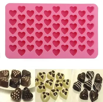 

200pcs 55 Holes Bake Cake Mold 1.5 Mini Heart Silicone Chocolate Fondant Jelly Cookie Muffin Ice Mould Flexible Cupcake SN350