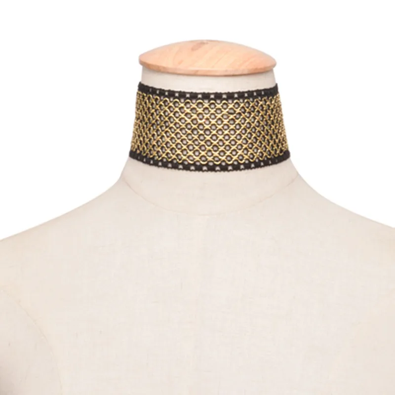 Fashion Hollow Out Lace Choker Necklace Golden Color Silk Thread Harness Charm Collar Necklace Party Jewelry Accessory for Women
Fashion Hollow Out Lace Choker Necklace Golden Color Silk Thread Harness Charm Collar Necklace Party Jewelry Accessory for Women