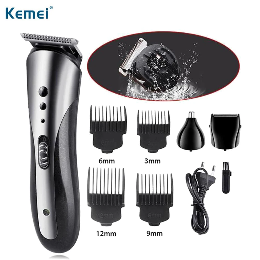 

Kemei KM-1407 3 in 1 Hair Clipper Rechargeable Electric Hair Trimmer for Men Nose Ear Trimmer Beard Razor Shaving Machine