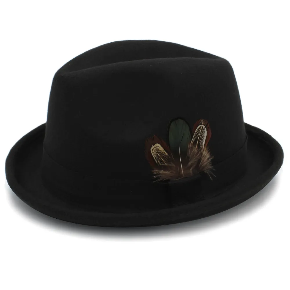 Fashion Womem Men Wool Fedora Hats For Gentleman Dad Roll Up Brim Feather Decorative Church Hat Male Jazz Cap Panama Hat
Fashion Womem Men Wool Fedora Hats For Gentleman Dad Roll Up Brim Feather Decorative Church Hat Male Jazz Cap Panama Hat
