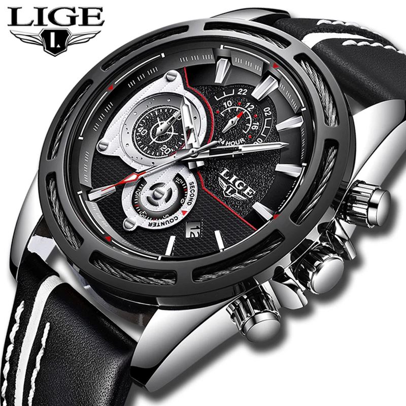 Relojes Hombre 2019 New LIGE Quartz Wrist watch Male Big Dial Silver Black Leather Watches Men Wild Sport Waterproof Chronograph
Relojes Hombre 2019 New LIGE Quartz Wrist watch Male Big Dial Silver Black Leather Watches Men Wild Sport Waterproof Chronograph