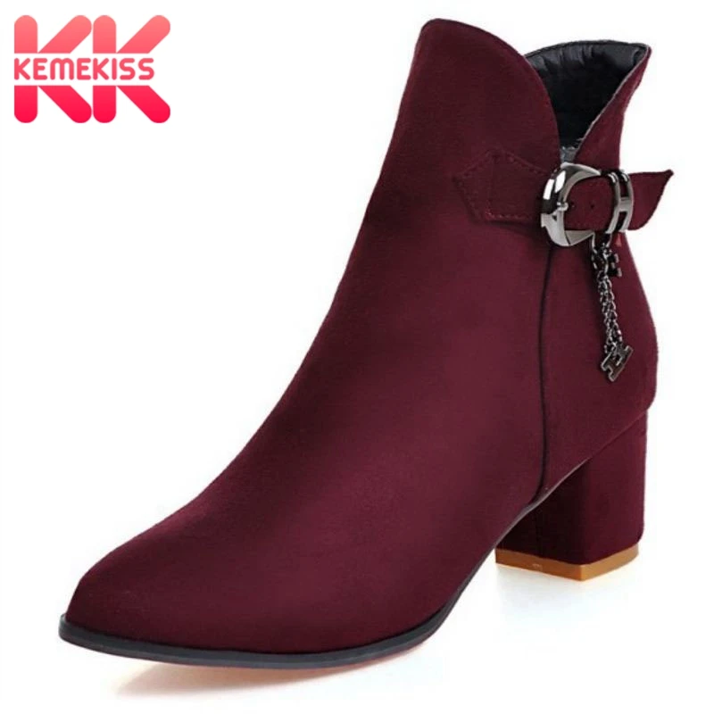 KemeKiss Size 32-43 Women High Heel Shoes Zipper Metal Buckle Mature Women Short Boots Fashion Ankle Boots Lady Footwear
KemeKiss Size 32-43 Women High Heel Shoes Zipper Metal Buckle Mature Women Short Boots Fashion Ankle Boots Lady Footwear