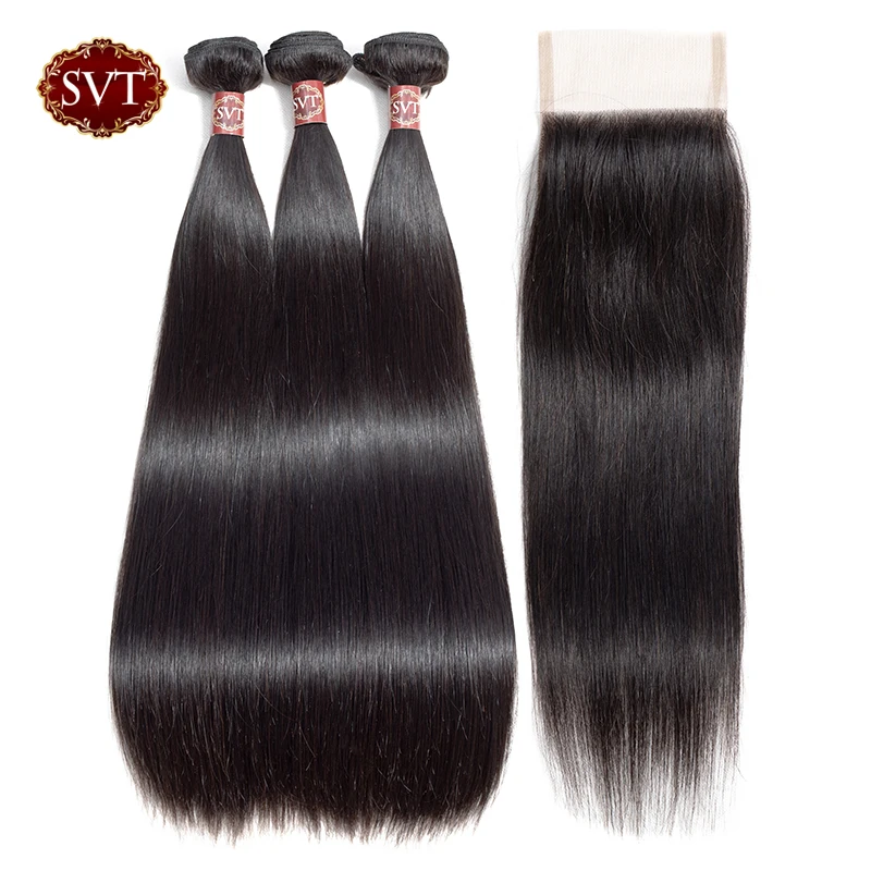 SVT Hair Malaysian Straight Hair Bundles With Closure 4*4 Lace Closure With Bundles Remy Human Hair 3 Bundle With Closure
SVT Hair Malaysian Straight Hair Bundles With Closure 4*4 Lace Closure With Bundles Remy Human Hair 3 Bundle With Closure