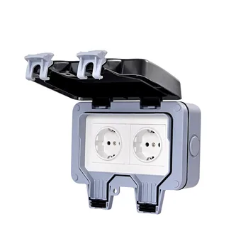 European 16A 250V IP66 EU outdoor power socket white German two-bit waterproof socket Germany cable outlet with cover
European 16A 250V IP66 EU outdoor power socket white German two-bit waterproof socket Germany cable outlet with cover