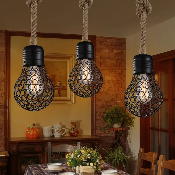 Loft Style Hemp Rope Bulb Mesh Droplight Edison Vintage Pendant Light Fixtures For Dining Room Hanging Lamp Indoor Lighting
Loft Style Hemp Rope Bulb Mesh Droplight Edison Vintage Pendant Light Fixtures For Dining Room Hanging Lamp Indoor Lighting