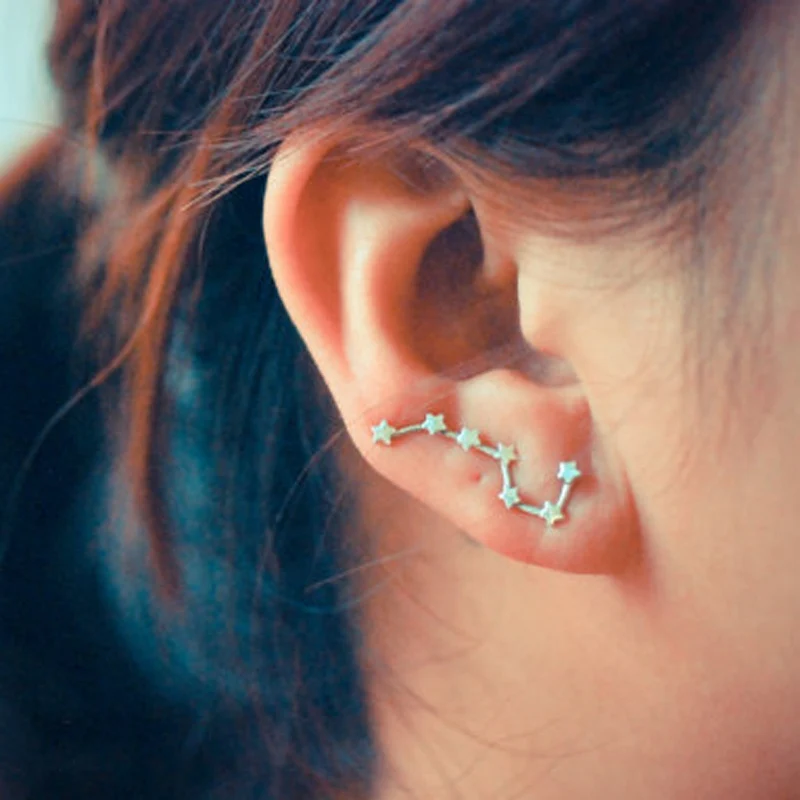 1 pair Women Silver/Rose Gold Color Star Shape Dipper Constellation Clip Earring Ear Vine Ear Sweep Earrings Fashion Jewelry
1 pair Women Silver/Rose Gold Color Star Shape Dipper Constellation Clip Earring Ear Vine Ear Sweep Earrings Fashion Jewelry