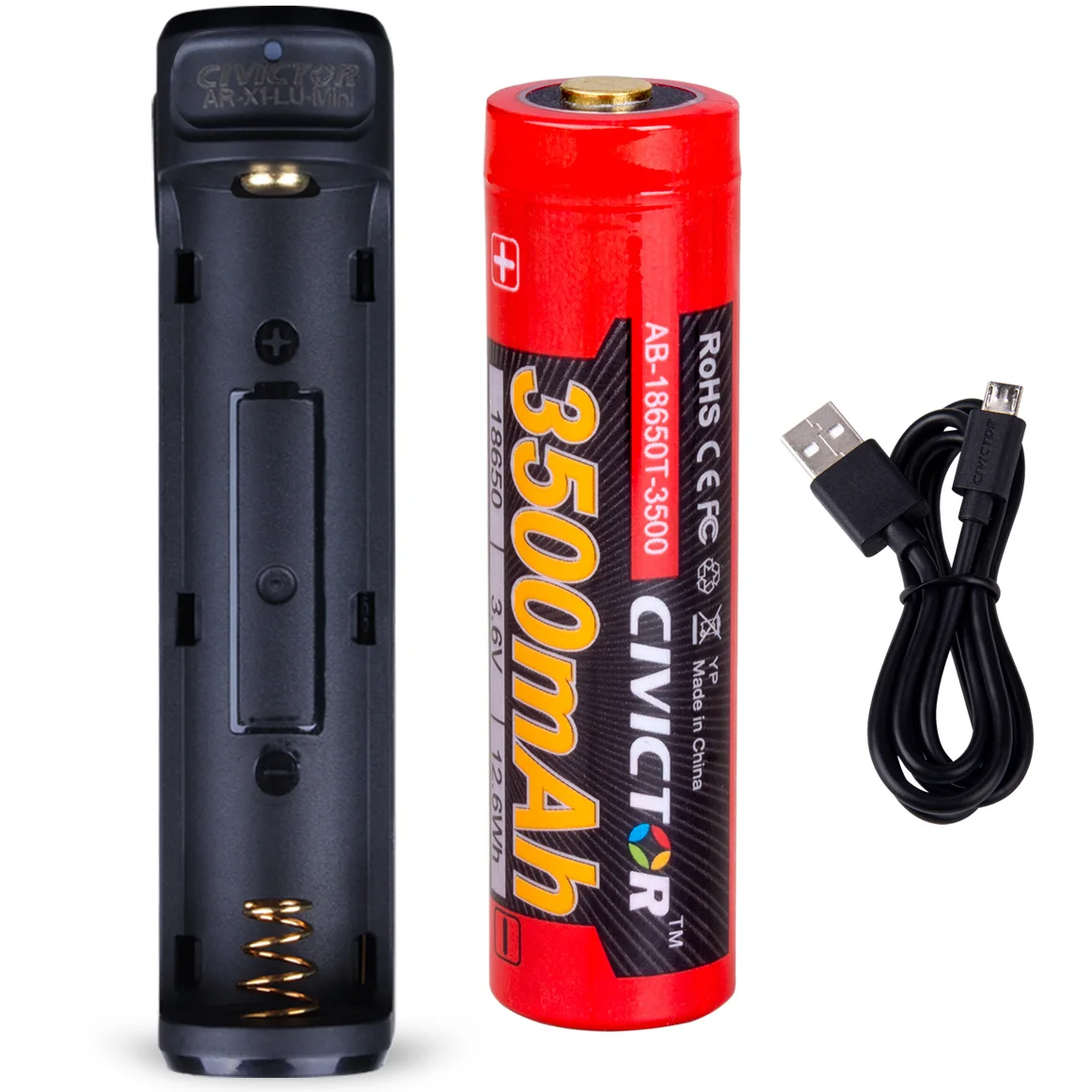 CIVICTOR 18650 Charger with 3500mah Li-ion 18650 Battery Protected 3.7V 18650 Rechargeable Lithium ion Cell for Flashlight
CIVICTOR 18650 Charger with 3500mah Li-ion 18650 Battery Protected 3.7V 18650 Rechargeable Lithium ion Cell for Flashlight