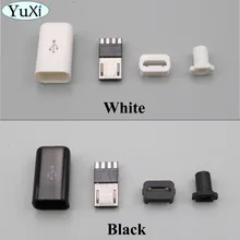 YuXi Micro USB 4pin Conector Macho Plugue Solda OTG Linha de Dados Cabo de Carregamento Montado DIY Branco/preto 4 Pin(China)