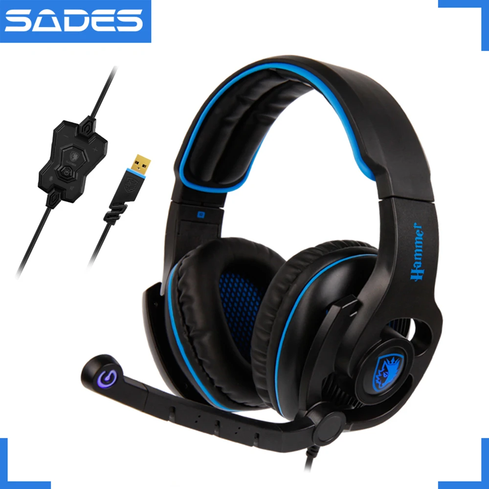 SADES HAMMER Headphones Virtual 7.1 Surround Sound Headset with Rotatable Microphone Multifunctional In-line Controller
SADES HAMMER Headphones Virtual 7.1 Surround Sound Headset with Rotatable Microphone Multifunctional In-line Controller