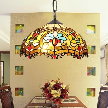 Tiffany Baroque retro stained glass pendant light restaurant bedroom living room corridor porch hanging light lamp
Tiffany Baroque retro stained glass pendant light restaurant bedroom living room corridor porch hanging light lamp