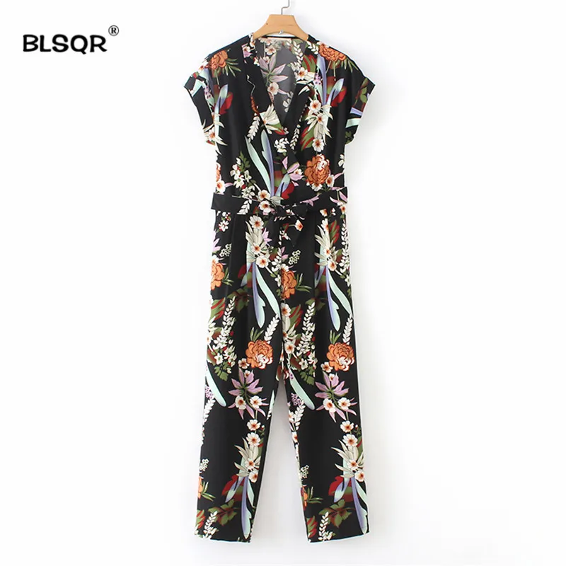 Women Style Floral Print Jumpsuits Deep V neck Bow Tie Sashes Pockets Elastic Waist Rompers Female Long Playsuits Mujer
Women Style Floral Print Jumpsuits Deep V neck Bow Tie Sashes Pockets Elastic Waist Rompers Female Long Playsuits Mujer