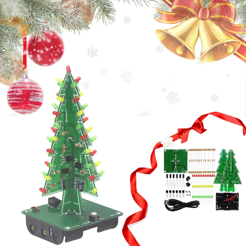 Three-Dimensional 3D Christmas Tree LED DIY Kit Red/Green/Yellow RGB LED Flash Circuit Kit Electronic Fun Suite
Three-Dimensional 3D Christmas Tree LED DIY Kit Red/Green/Yellow RGB LED Flash Circuit Kit Electronic Fun Suite