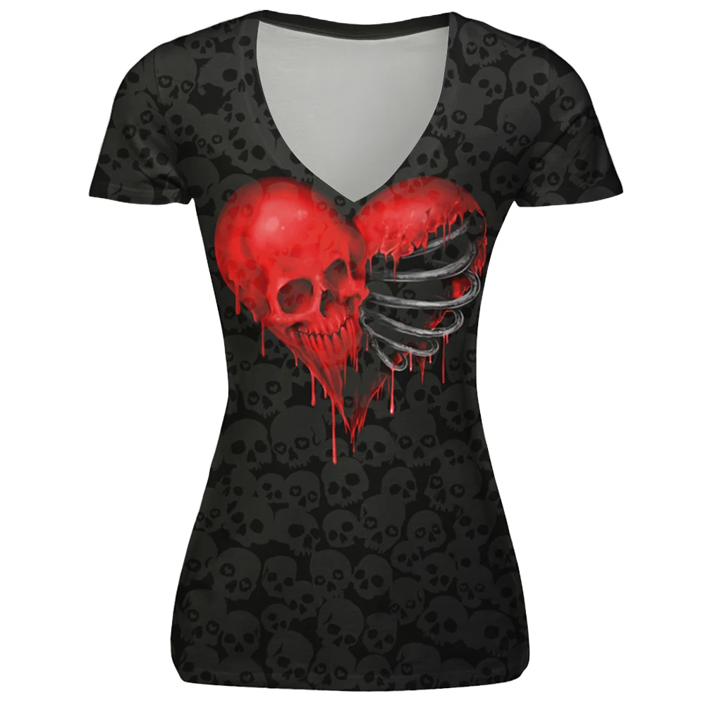 2019 New Arrival Summer Harajuku V-neck Tee Shirt Femme Skull Sexy Camiseta Feminina 3D Print Love Heart Grey Black Basic Top
2019 New Arrival Summer Harajuku V-neck Tee Shirt Femme Skull Sexy Camiseta Feminina 3D Print Love Heart Grey Black Basic Top