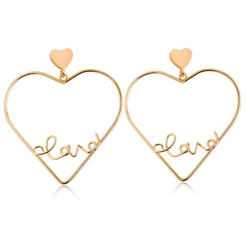 Romantic Small Heart Stud Hollow Big Heart "Love" Word Silver Golden Dangle Earrings Women Drop Earrings
Romantic Small Heart Stud Hollow Big Heart "Love" Word Silver Golden Dangle Earrings Women Drop Earrings