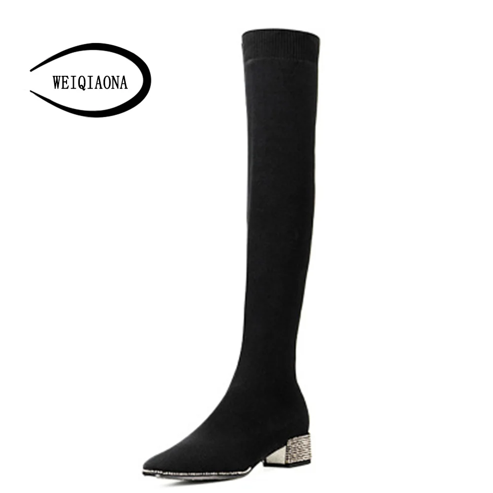 WEIQIAONA Winter Warm Snow Boot Women Shoes Crystal Stretch Fabric Round Toe Fashion Over Knee Boots High High Heel High Boots
WEIQIAONA Winter Warm Snow Boot Women Shoes Crystal Stretch Fabric Round Toe Fashion Over Knee Boots High High Heel High Boots