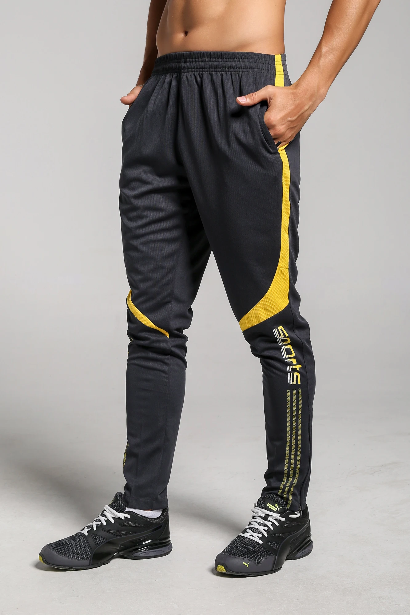Image football pants thin legs soccer tracksuit  jogging soccer pants Men soccer jersey soccer training pants with zip pockets