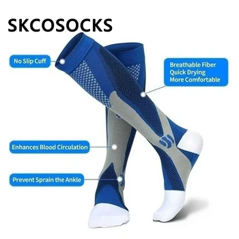High Quality Men Compression Socks Leg Support Stretch Compression Socks For Anti Fatigue Pain Relief Knee High Stockings