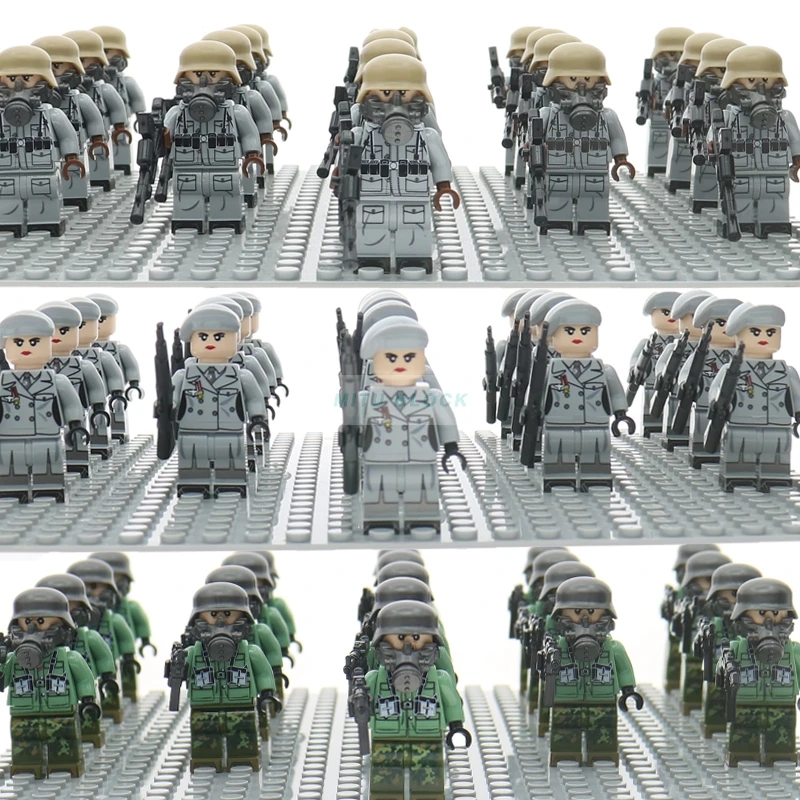 21pcs WW2 Army Soldiers Troop Military German Russia Us Uk Soviet Italy Building Block With Weapons Guns toys for children
21pcs WW2 Army Soldiers Troop Military German Russia Us Uk Soviet Italy Building Block With Weapons Guns toys for children