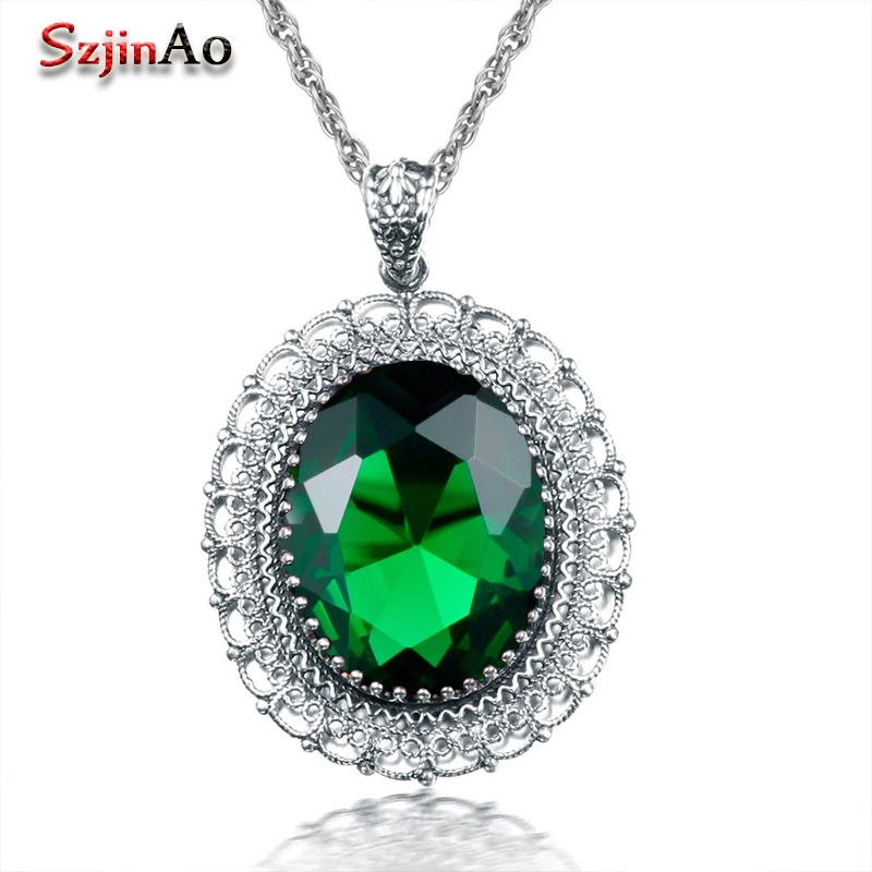 Szjiano Wholesale Women Romantic Big Design Green Emerald Necklaces Pendants 925 Sterling Silver Free Shipping
Szjiano Wholesale Women Romantic Big Design Green Emerald Necklaces Pendants 925 Sterling Silver Free Shipping