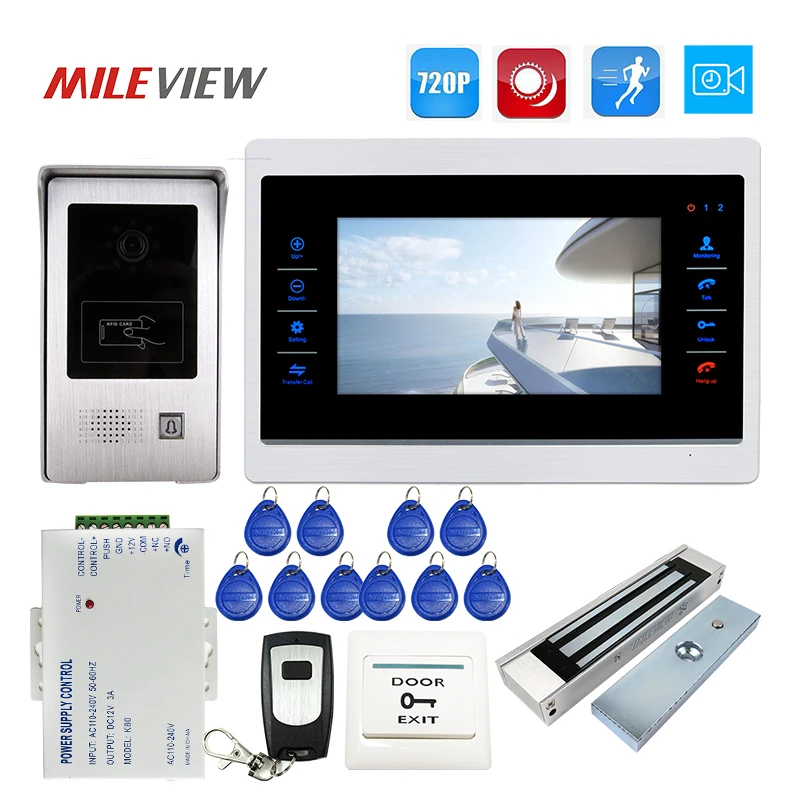 Free Ship 1.0MP 720P AHD 7" Touch Screen Video Door Phone Intercom Record Monitor Kit RFID Unlock Doorbell Camera Magnetic Lock
Free Ship 1.0MP 720P AHD 7" Touch Screen Video Door Phone Intercom Record Monitor Kit RFID Unlock Doorbell Camera Magnetic Lock