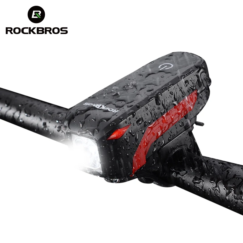 RockBros Cycling Headlight Solar USB Charging 350 Lumen Light 120dB Horn White