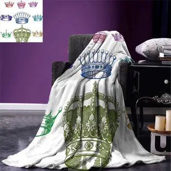 Queen Throw Blanket Old Antique Crown Set in Baroque Style Colorful Rococo Retro Victorian Floral Details Home Blanket
Queen Throw Blanket Old Antique Crown Set in Baroque Style Colorful Rococo Retro Victorian Floral Details Home Blanket