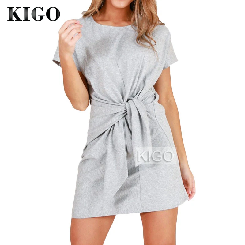 Women Summer Dress 2018 Short Sleeve Cotton T Shirt Dress O Neck Casual Waist Knot Mini Dress Robe Ete 2018 Femme KF2344H
Women Summer Dress 2018 Short Sleeve Cotton T Shirt Dress O Neck Casual Waist Knot Mini Dress Robe Ete 2018 Femme KF2344H