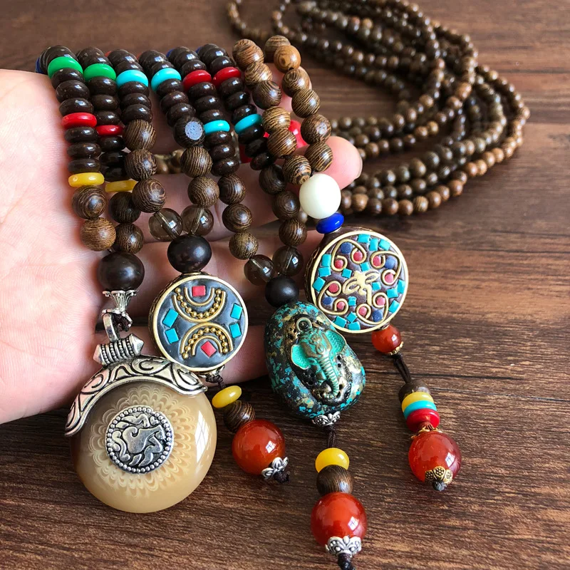 Vintage Nepal Long Buddhist Mala Wood Beaded Pendant & Necklace Ethnic Horn Fish Statement Buddha Lucky Jewelry for Women Men
Vintage Nepal Long Buddhist Mala Wood Beaded Pendant & Necklace Ethnic Horn Fish Statement Buddha Lucky Jewelry for Women Men