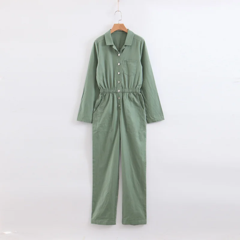 2019 Army Green Women Long Sleeve Jumpsuit Pocket Cool Streetwear Button Patchwork Cotton Romper with Belt
2019 Army Green Women Long Sleeve Jumpsuit Pocket Cool Streetwear Button Patchwork Cotton Romper with Belt