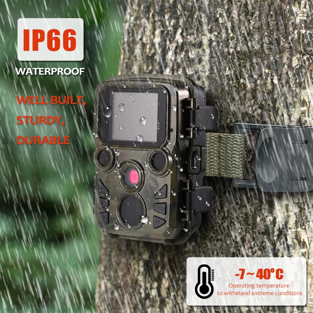 IP66 Hunting Camera Game Camera 12MP 1080P Mini Trail Outdoor Wildlife Scouting Camera with PIR Sensor 0.45s Super Fast Trigger (3)