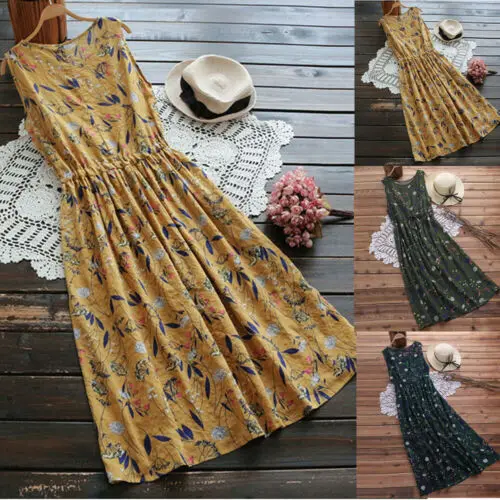 Womens Ladies Summer Beach Sundress Boho Evening Party Long Casul O-Neck Draped Sleeveless Flora Mid Dress
Womens Ladies Summer Beach Sundress Boho Evening Party Long Casul O-Neck Draped Sleeveless Flora Mid Dress