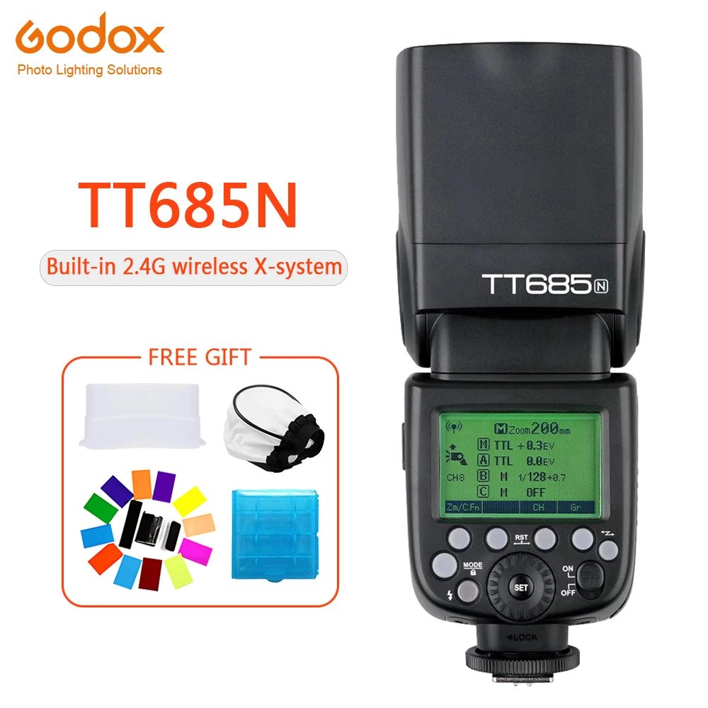 Godox TT685 TT685N Speedlite Flash Wireless TTL 2.4G Wireless HSS 1/8000s for Nikon D800 D700 D7100 D7000 Camera photography
Godox TT685 TT685N Speedlite Flash Wireless TTL 2.4G Wireless HSS 1/8000s for Nikon D800 D700 D7100 D7000 Camera photography
