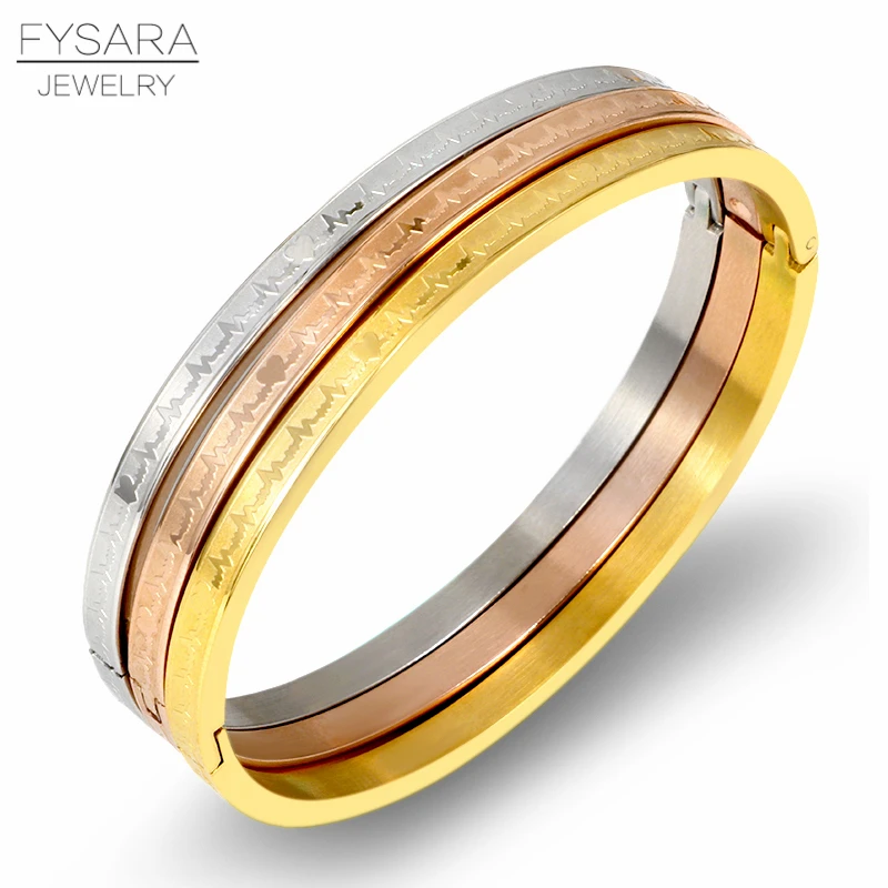 FYSARA Bangles Set Titanium Steel Bangle Fashion Jewelry Vintage Design ECG Electrocardiogram Bracelet For Lover Women Gift
FYSARA Bangles Set Titanium Steel Bangle Fashion Jewelry Vintage Design ECG Electrocardiogram Bracelet For Lover Women Gift