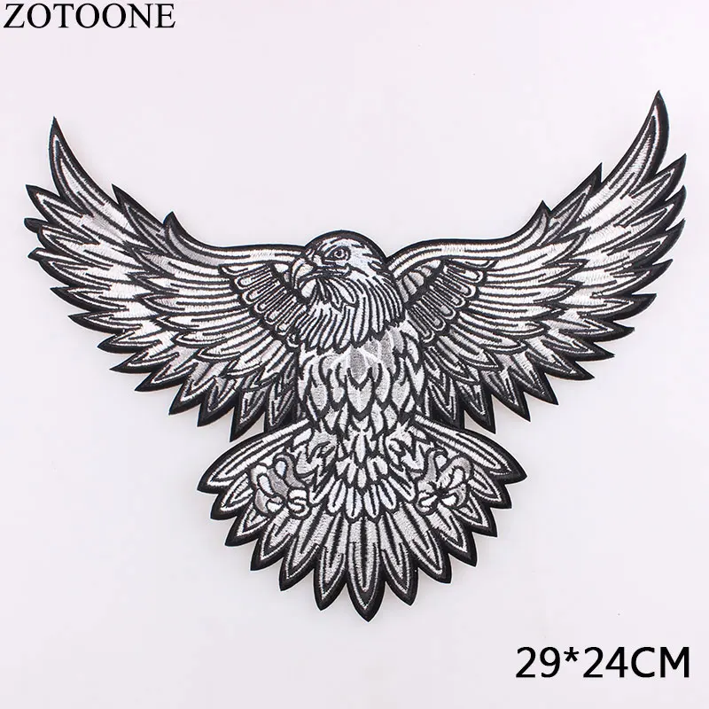 

ZOTOONE Big Eagle Wings Patches Embroidered Biker Motorcycle Iron on Patch DIY for Clothes Badge Fabric for Clothes Stickers D