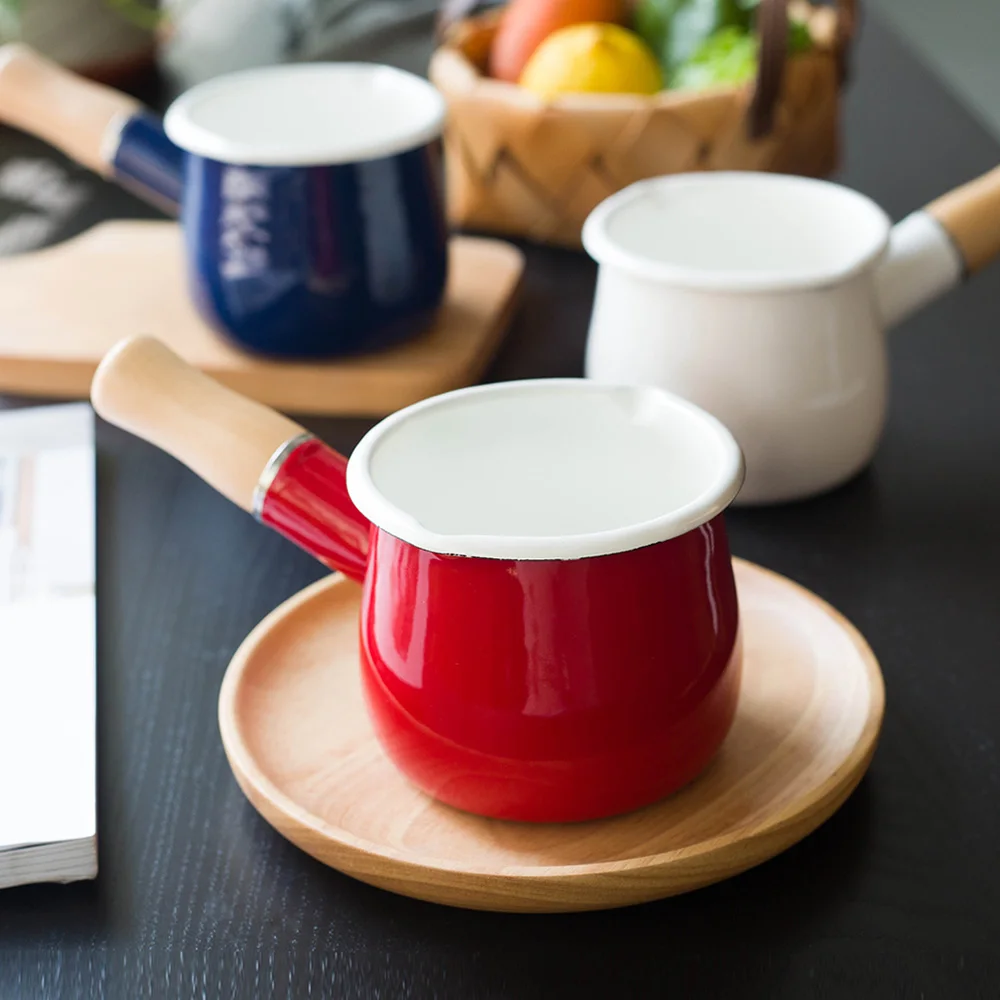 MDZF SWEETHOME Ceramic Milk Pot Butter Coffee Pot Mini Saucepan Cookware with Wooden Handle
MDZF SWEETHOME Ceramic Milk Pot Butter Coffee Pot Mini Saucepan Cookware with Wooden Handle