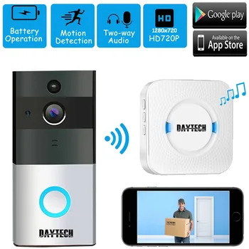 DAYTECH Wireless WIfi Video Doorbell 720P HD Camera Two-way Audio Motion Detection Night Vision Battery Powered
DAYTECH Wireless WIfi Video Doorbell 720P HD Camera Two-way Audio Motion Detection Night Vision Battery Powered