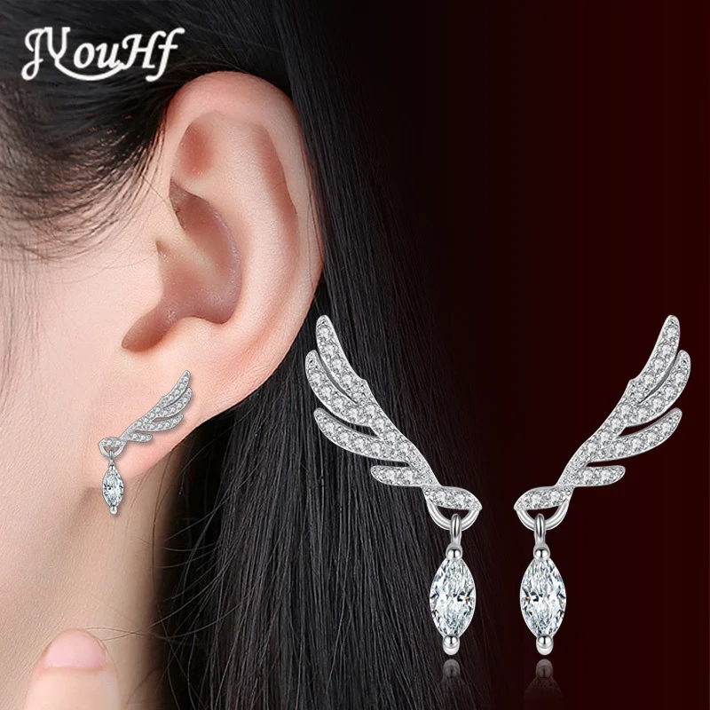 JYouHF New Fashion Women's 925 Sterling Silver Angle Wing Crystal Earrings for Girls Water Drop CZ Zircon Earrings Brincos Femme
JYouHF New Fashion Women's 925 Sterling Silver Angle Wing Crystal Earrings for Girls Water Drop CZ Zircon Earrings Brincos Femme