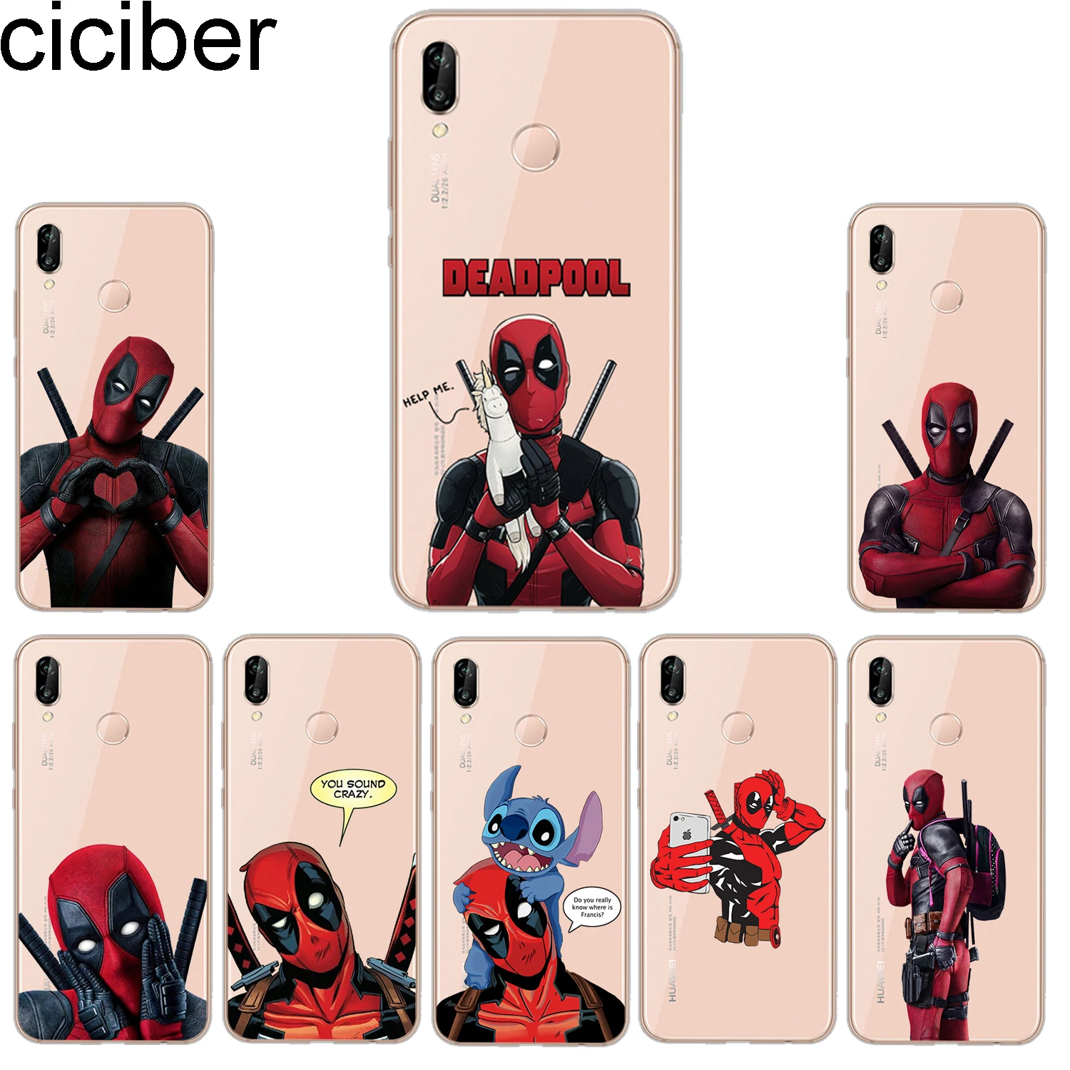 

ciciber Phone Cases for Huawei P20 P8 P9 P10 Mate 20 10 9 Lite 2017 X Pro Soft TPU Back Cover for Huawei P Smart 2019 Deadpool