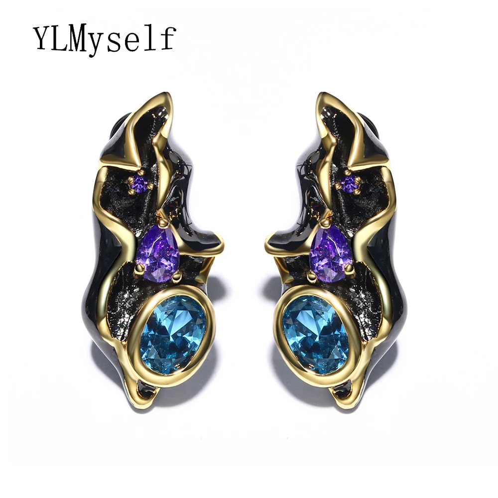Newly merry Christmas gift Stud Earrings oorbellen brincos pendientes Blue and purple crystal Cubic Zirconia Black earring
Newly merry Christmas gift Stud Earrings oorbellen brincos pendientes Blue and purple crystal Cubic Zirconia Black earring