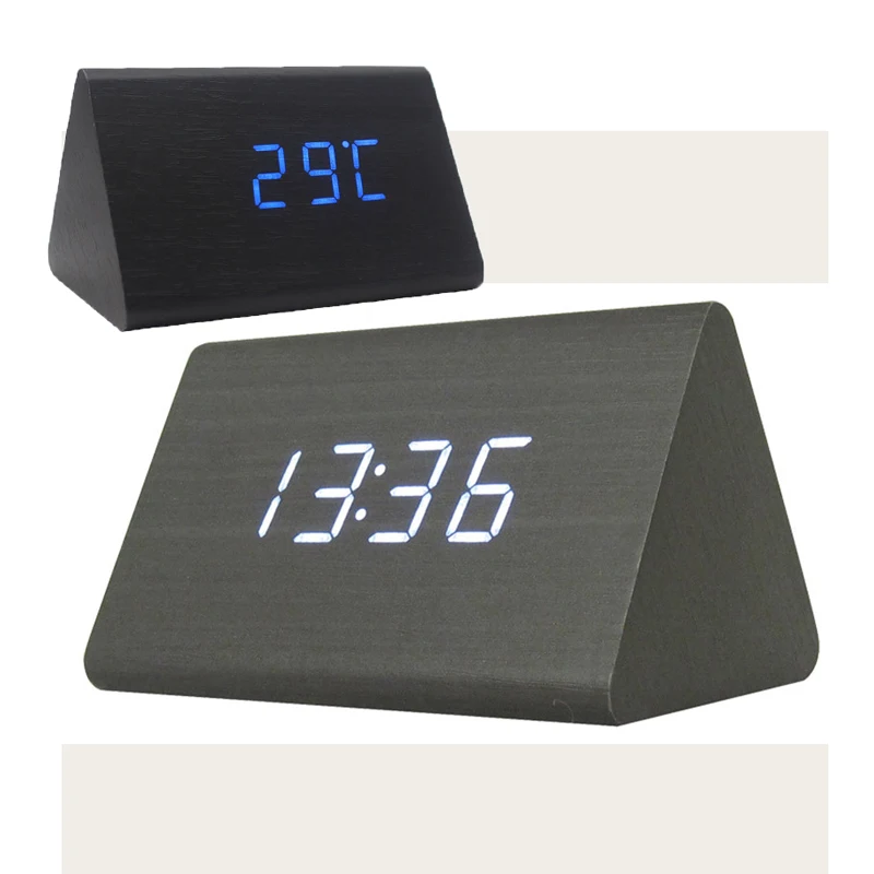 Black Wooden Alarm Clock Digital LED Alarm Clock Table Desk Clock With Sound Control Temperature Electronic Clocks
Black Wooden Alarm Clock Digital LED Alarm Clock Table Desk Clock With Sound Control Temperature Electronic Clocks
