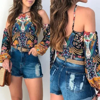 womens tops and blouses Casual V-Neck Strapless Long Sleeve Printed Loose Pullover Top dames kleding blusas mujer de moda 2019
womens tops and blouses Casual V-Neck Strapless Long Sleeve Printed Loose Pullover Top dames kleding blusas mujer de moda 2019