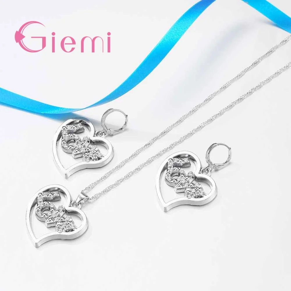novel hot sell romantic jewelry sets love stamp for girl pave