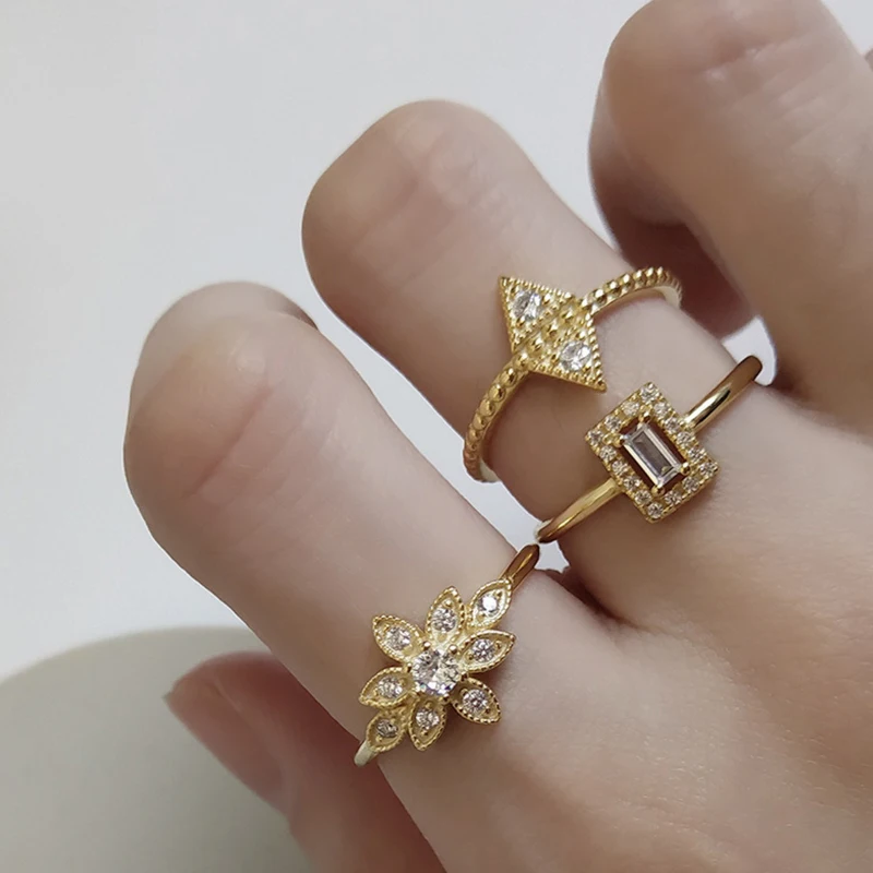 Korean Fashion Gold Rings For Women 925 Sterling Silver White Crystal Double Triangle Flower Square Rings Women Wedding Jewelry
Korean Fashion Gold Rings For Women 925 Sterling Silver White Crystal Double Triangle Flower Square Rings Women Wedding Jewelry