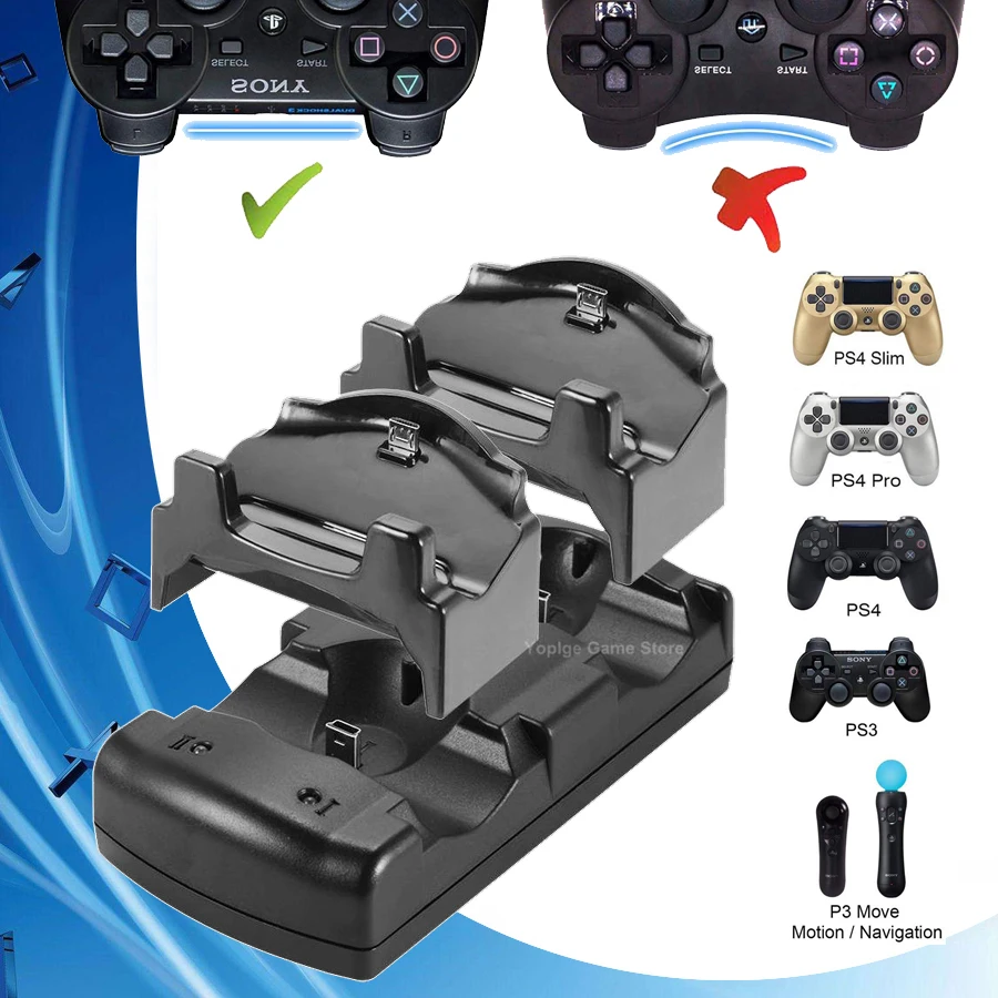 Зарядная док-станция 5 в 1 для зарядки Sony Play Station 4 PS4/ Pro/ Slim/PS3/ PS3 Move беспроводной