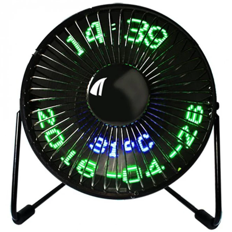 Фото New Hot Selling Usb Led Clock Mini Fan With Real Time Temperature Display Desktop 360 Cooling Fans For Home Office | Бытовая техника